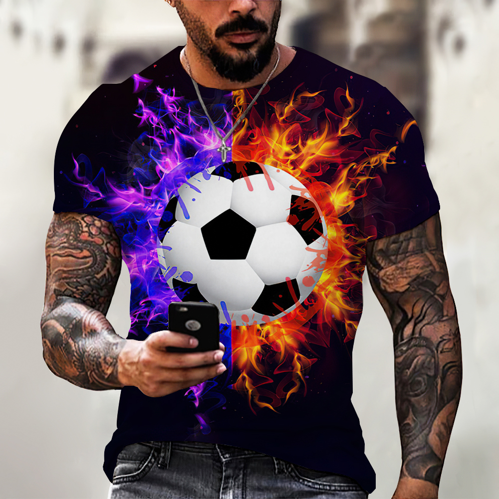 Men's Summer Casual Clothing Football Jerseys Streetwear 3D Printed T Shirt Oversized CrewCollared Harajuku Short Sleeve Tee Top
