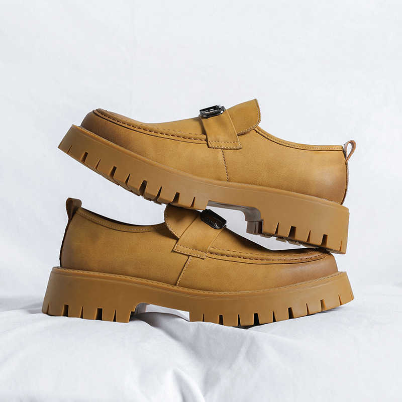 Men Dress Shoes Leather Shoes Mens Korean Style Trendy New Big Toe Leather Shoes Mens Casual Work Shoes Business Formal Leather Shoes 241009