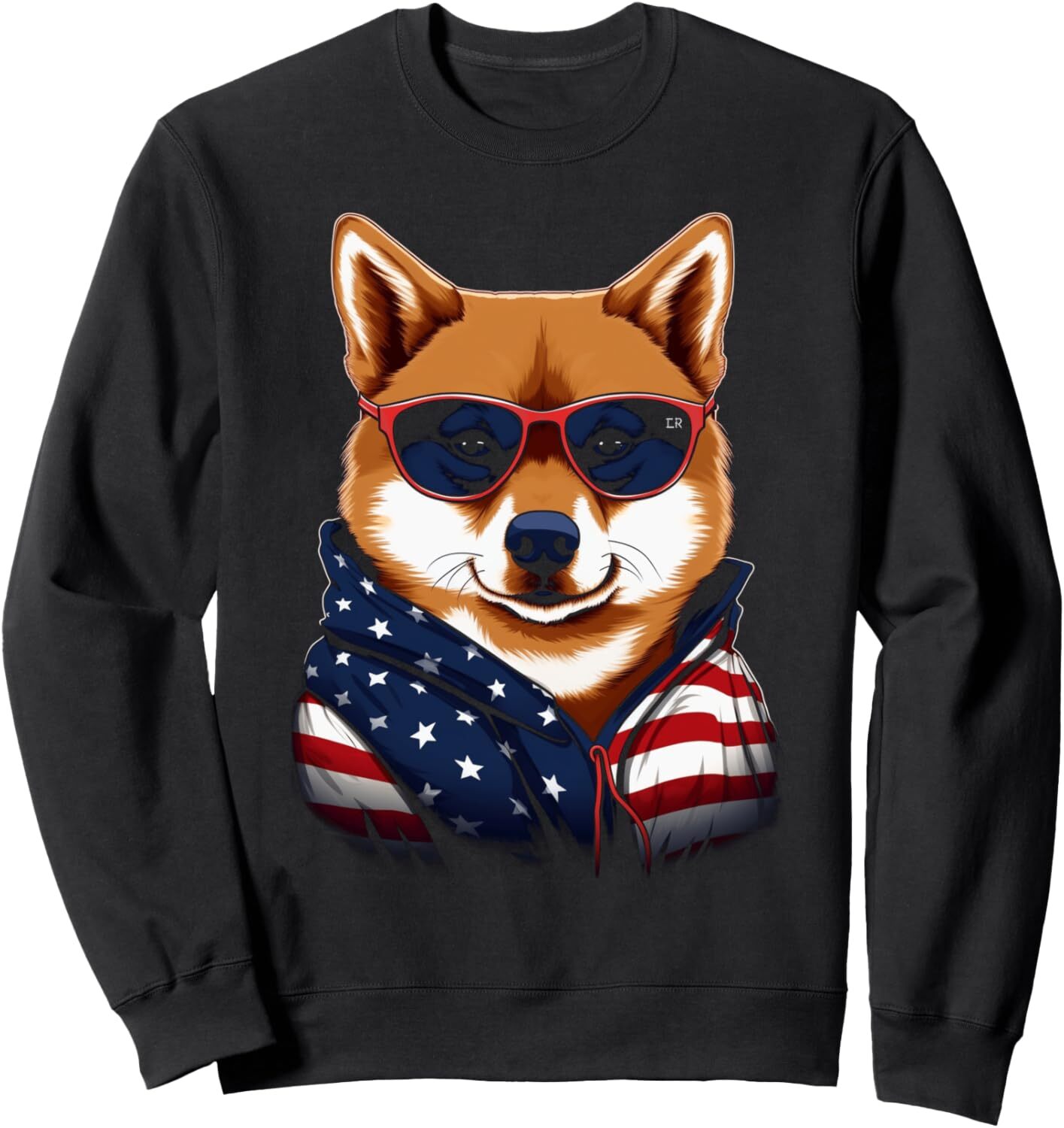 Long Sleeve Shirts for Men sweatshirt Shiba Inu American Flag USA Tee 4th July Gifts Graphic Tees Sweatshirt T shirt Tee Streetwear Casual tops clothe