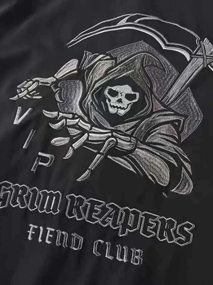 Gothic Japanese Harajuku dark clothing mens urban street clothing skull Y2k black technical jacket motorcycle bomber jacket W241111