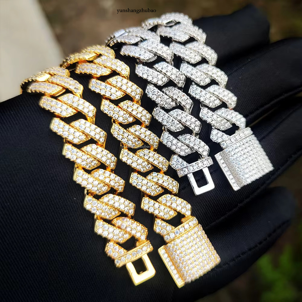 13mm Hip Hop Cadena Men Iced Out k Chain Gold Prong Ice Cuban Necklace Women
