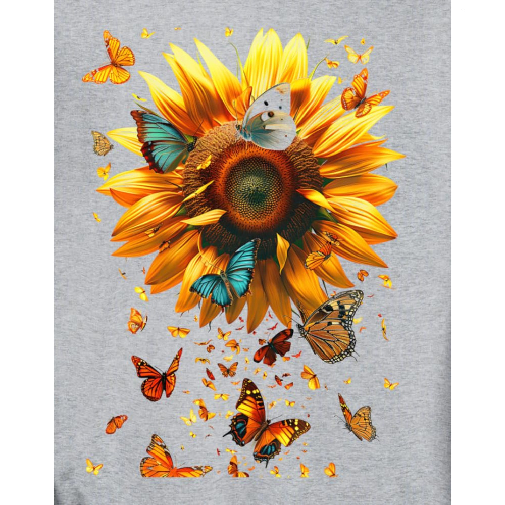 Long Sleeve Shirts for Men sweatshirt Sunflower Butterfly Nature Lover Gift Idea Sweatshirt T shirt Tee Streetwear Casual tops clothes