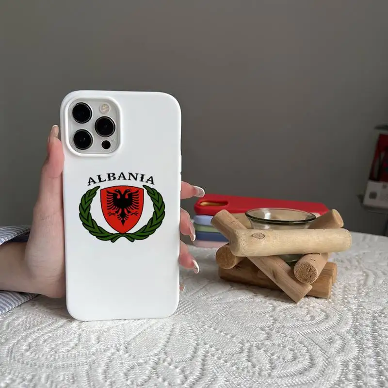 Albania Albanians Flag Phone Case Candy Color for iPhone 14 11 12 13 mini pro X XS XR MAX Plus