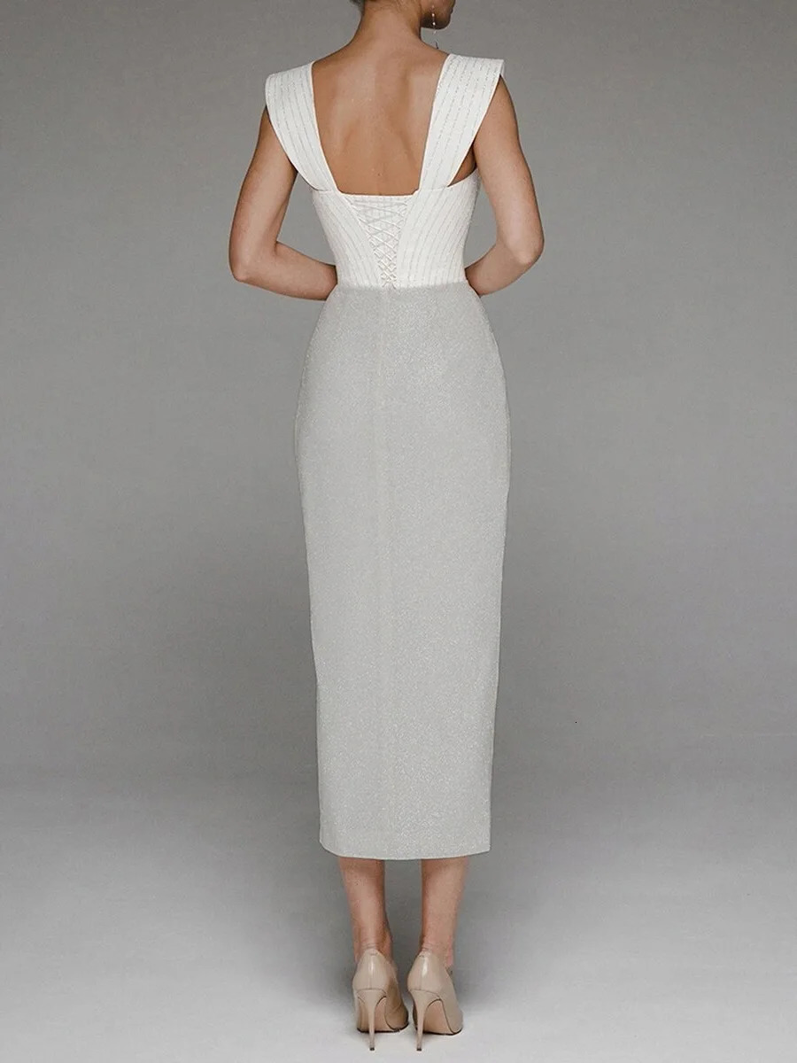 Women Sexy Vneck Evening Party Dresses Sleeveless Suspender Backless Embroidered Hip Banquet Long Vestidos Clothes Traf 240327