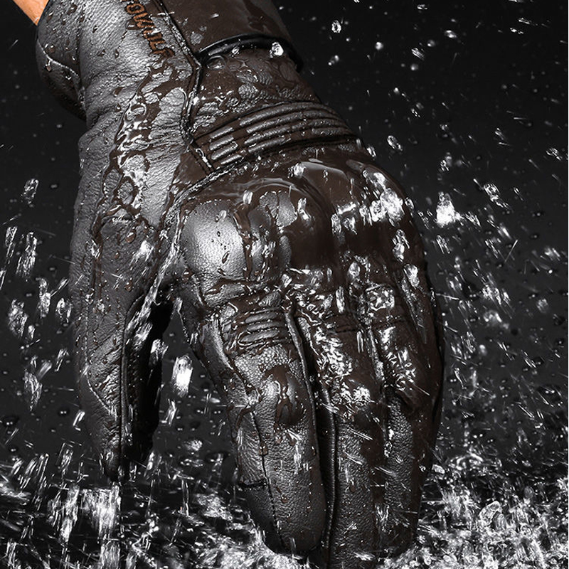 Real Leather Motorcycle Gloves Waterproof Windproof Winter Warm Touch Operate Guantes Moto Fist Palm Protect