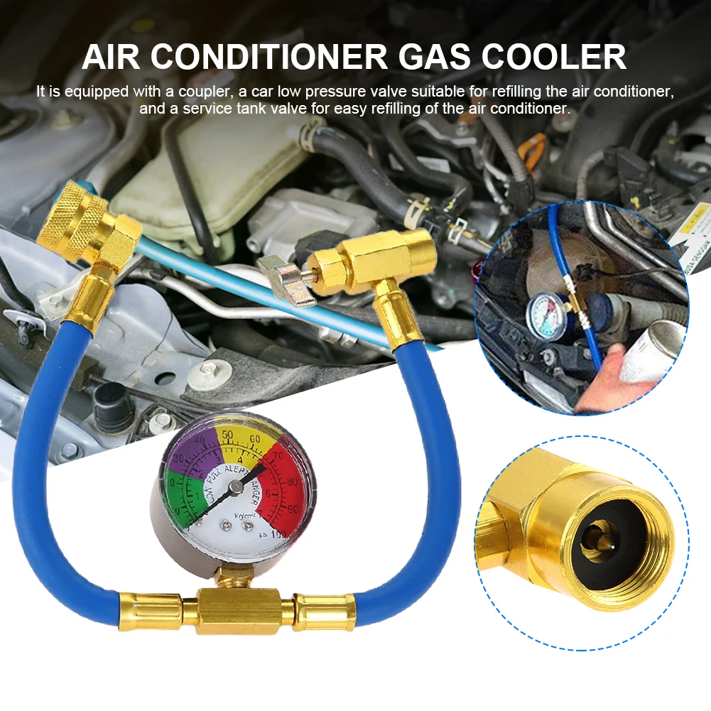 1-5PCS R134A Refrigerant Charging Hose with Pressure Gauge Air Conditioner Gas Charging Hose AC Recharge Hose for Car Automobile