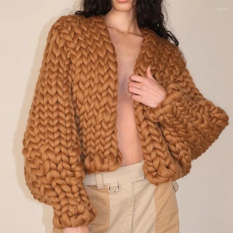 Twist Knitted Cardigan Women Thick Long Sleeve Elegant Solid Casual Sweater Autumn Loose Short Chic Outwear Coat Tops