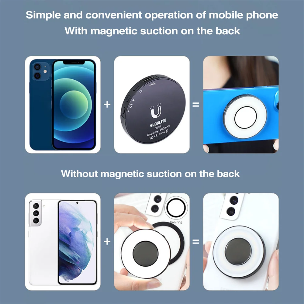 New Magnetic Mobile Phone Selfie Light Led Ring Fill Light for Magsafe Iphone 12 13 14 Series Android Phone Light Rechargeable