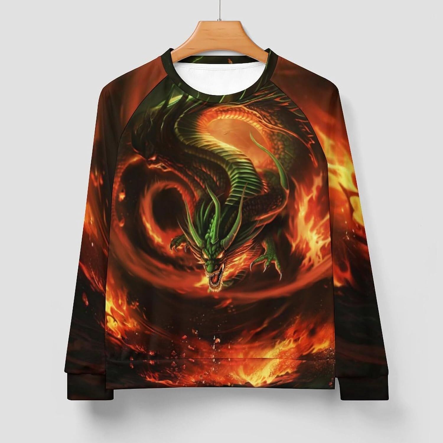 Long Sleeve Shirts for Men sweatshirt Mythology Chinese Dragon Pullover Funny Anime Graphic Sweatshirts T shirt Tee Streetwear Casual tops clothes