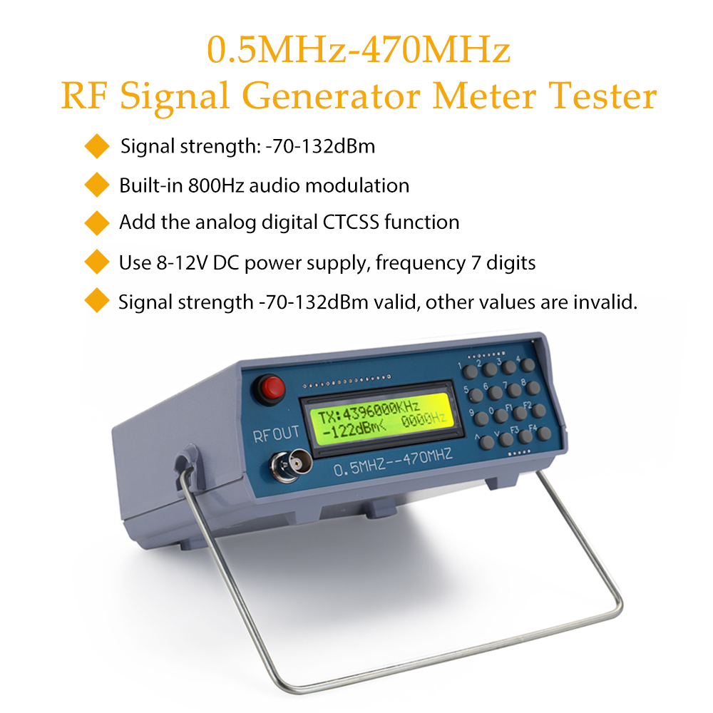 0.5MHz-470MHz RF Signal Generator Meter Tester for FM Radio Walkie-talkie Debug Digital CTCSS Singal Output