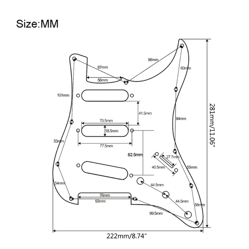 1Pc 3Ply S+S+S 11 Holes Strat Electric Guitar Pickguard Scratch Plate Pick Guards for US/Mexico Made Modern Guitar Parts