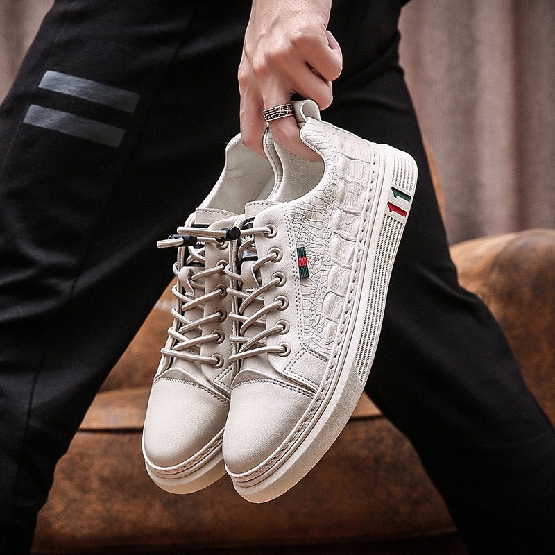 Casual Leather Men's British Style Designer Shoes Elastic Band Outdoor Moccasins Sneakers Loafers Men 43cd dh1102140405