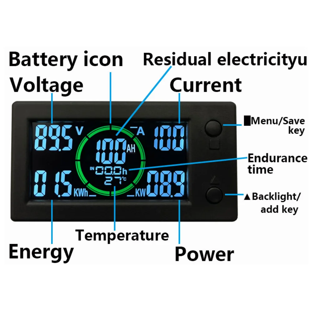 Bluetooth APP DC 0~300v 400A Battery Monitor Hall Coulomb Tester Digital Voltmeter Ammeter Capacity Power AH Voltage Meter