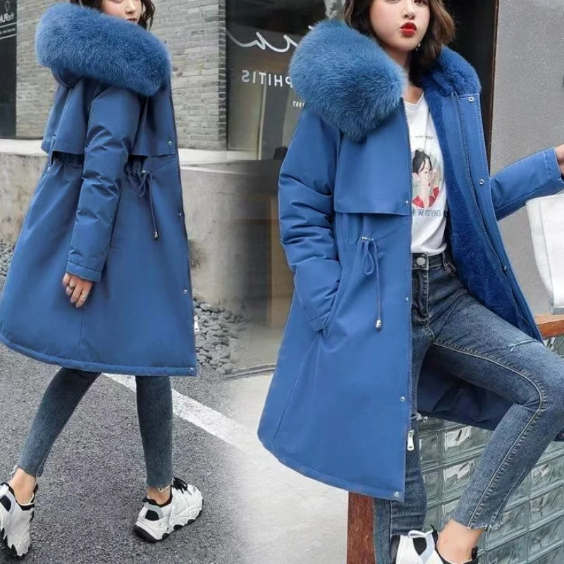 Womens Winter Jacket Hodded Fleece Padded Casual Loose Windbreaker Office Lady Matching In Coats Jackets Outerwear 241111