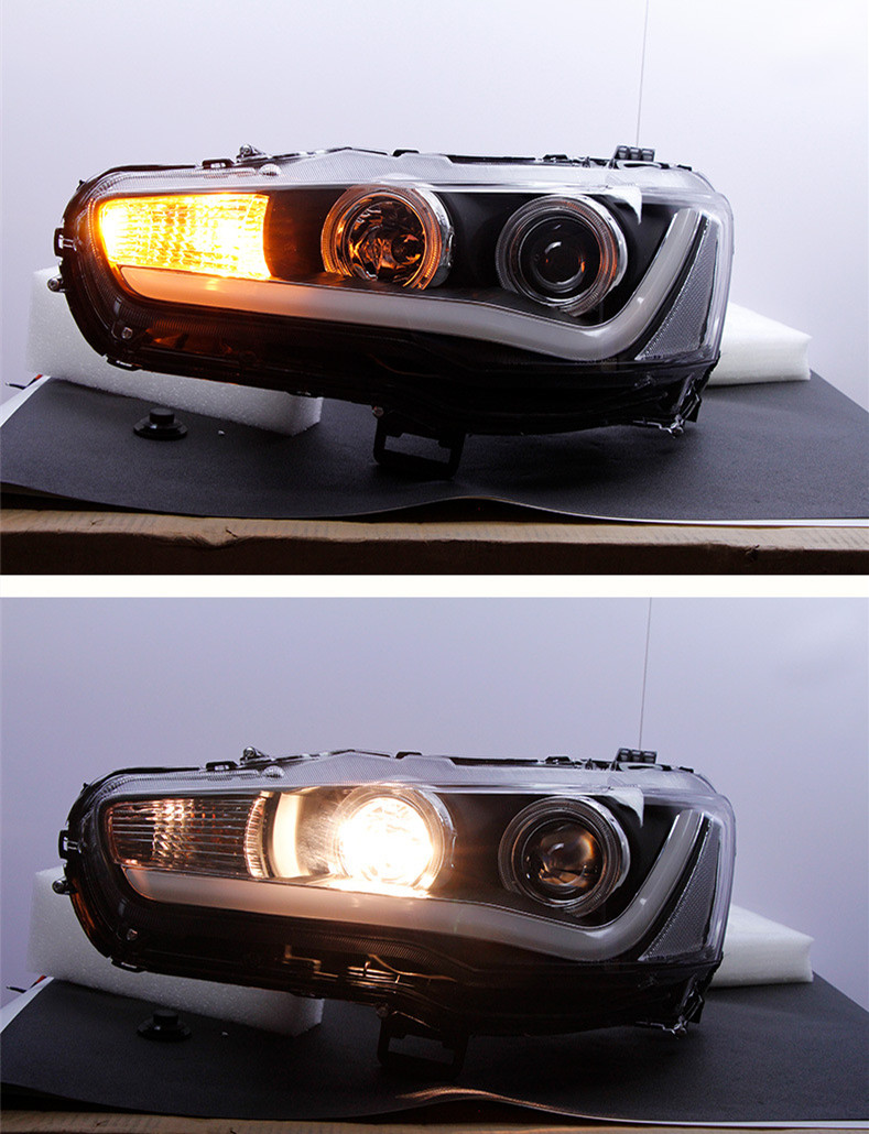 Car Headlight Assembly for Mitsubishi Lancer EVO 20 09-20 16 Front Light DRL Head Lamp LED Angel Eye Xenon Headlights