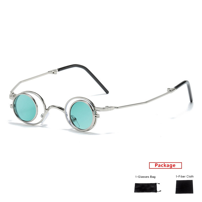 mimiyou Round SteamPunk Flips Sunglasses Women Vintage Fold Small Sunglasses Men Sun Glasses Brand UV400 Eyeglasses Shades