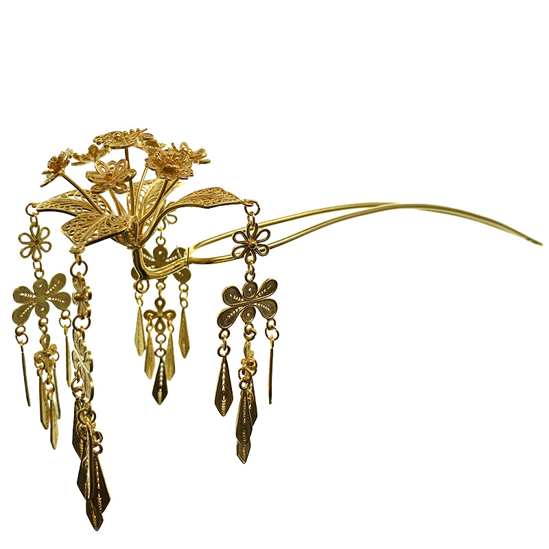 Tassel Antiquity Hair Clasp Hair Clasp Hanfu Ming Hair Accessories Hairpin Silver Plated Wedding Hairpin