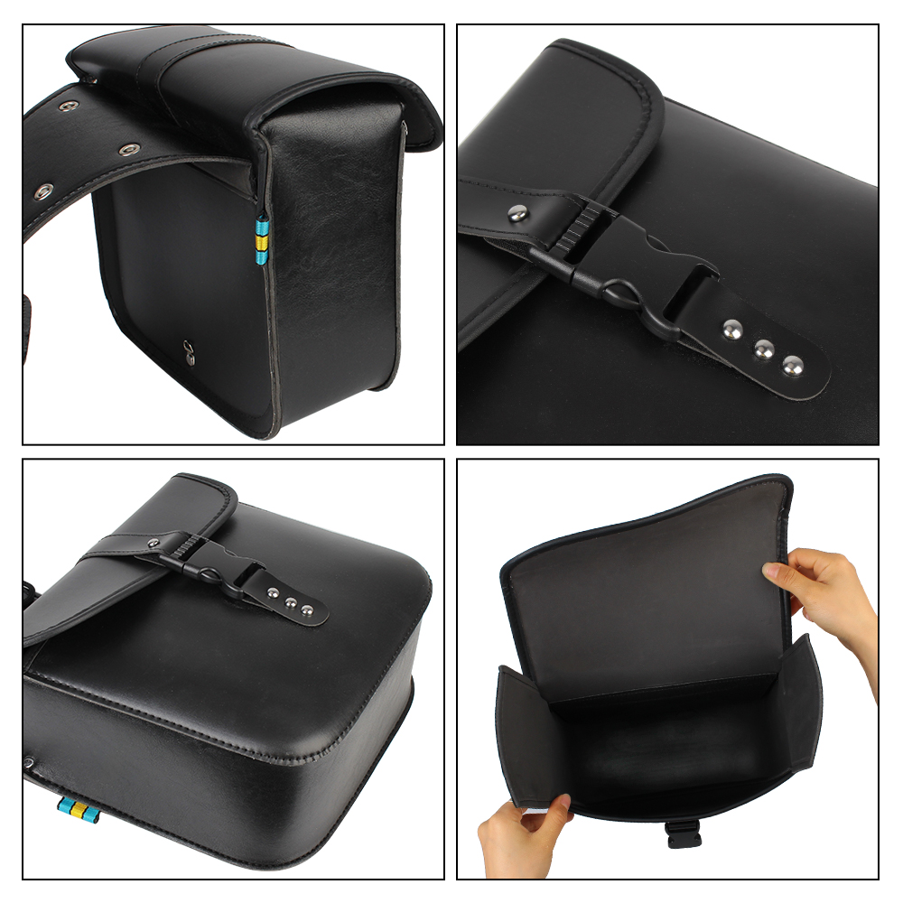 Retro PU Leather Motorcycle Saddlebag Saddle Bags Pouch Storage Case Side Luggage Tank Suitcase Waterproof Motorbike Accessories