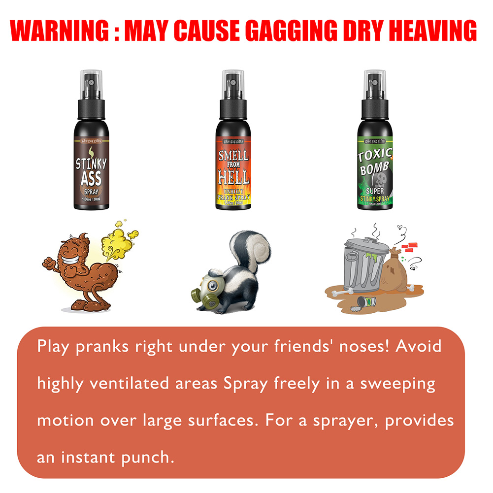 30ml Fart Gag Spray Prank Joke Plastic Terrible Smell Spray Party Supplies Spoof Odor Spray for Adults Kids Halloween Funny Toys