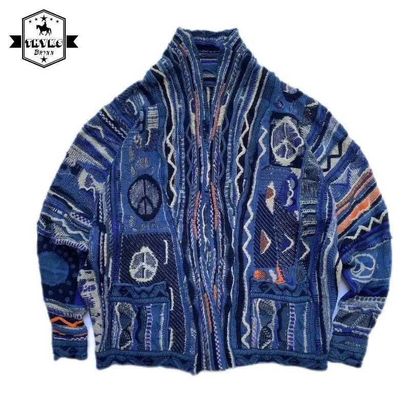 New Arrival Kapital Japanese Retro Extra Large Knitted Sweater Mens and Warm Open Thick Long Sve Coat Winter Peach Robe Coat Z241111