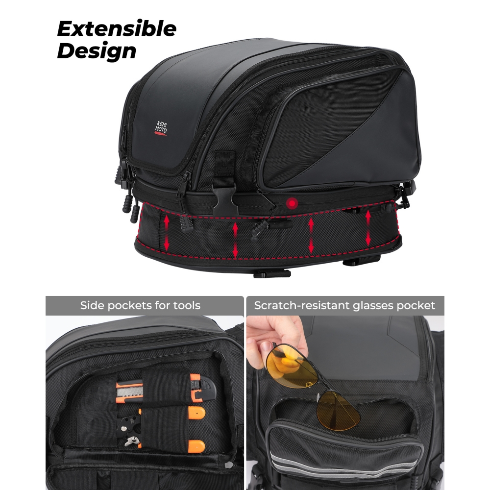 Tail Expandable Sissy Bar Bag Waterproof Motorcycle Travel Rear Seat Bags Helmet Lage Rack Universal for