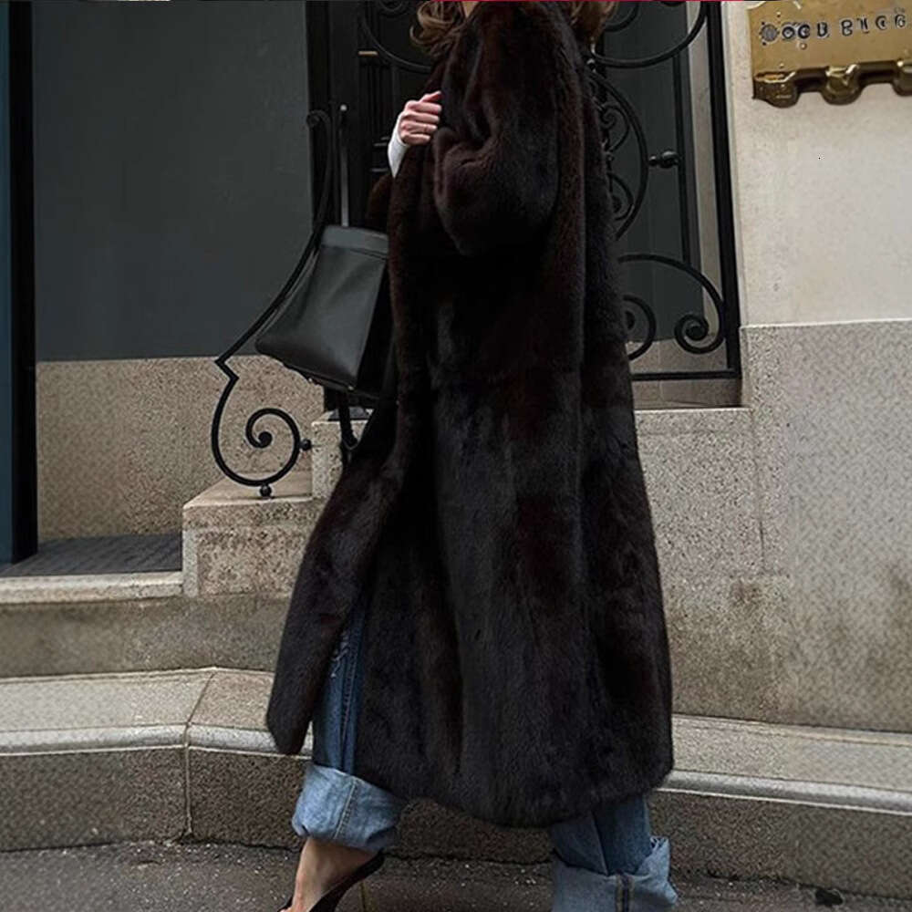 shanshi fur coat women autumn winter new solid color jacket long mink fur warm comfortable fashionable and casual