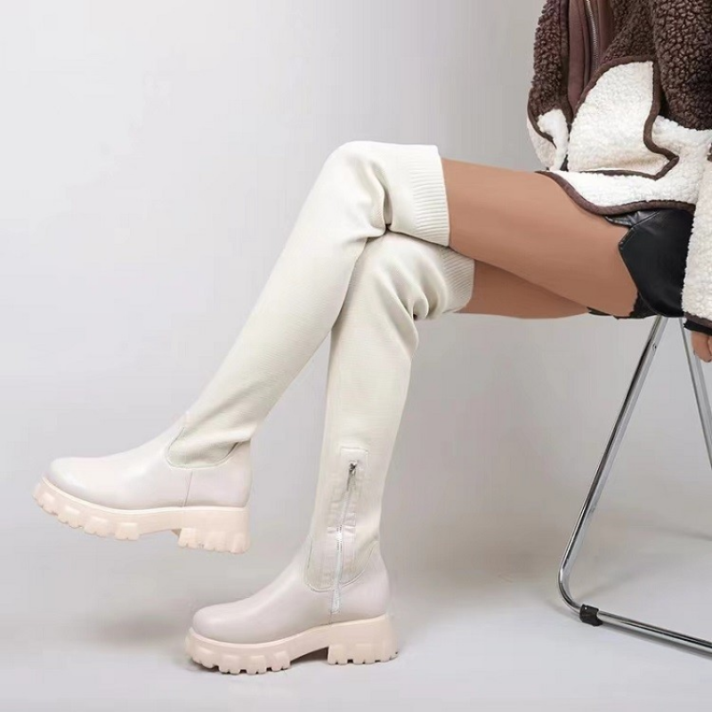 Women's Boots Platform Shoes Over-the-knee Thigh High Knitting Socks Chunky Long Designer New Rock Plus Size Goth Lolita