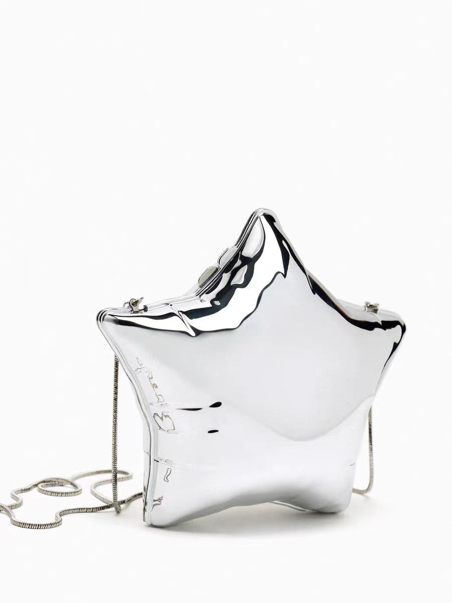 Designer Luxury Silver Metal Bag Ladies Party Clutch Bag Evening Bag Chain Purse Crossbody Bag Female Shoulder Bag Handbag