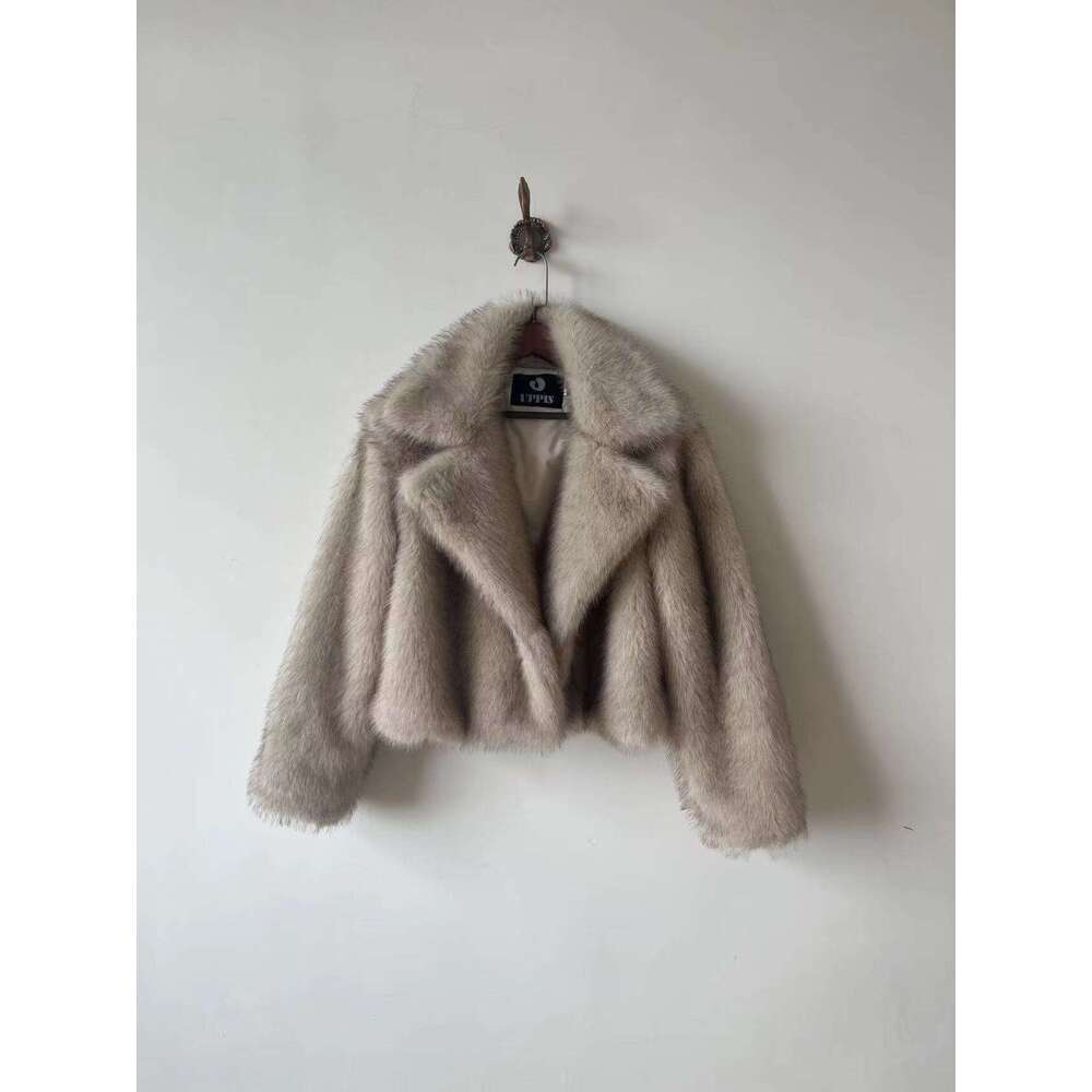 shanshi fur coat women New fashionable loose synthetic lapel women's clothing imitation fox fur jacket top