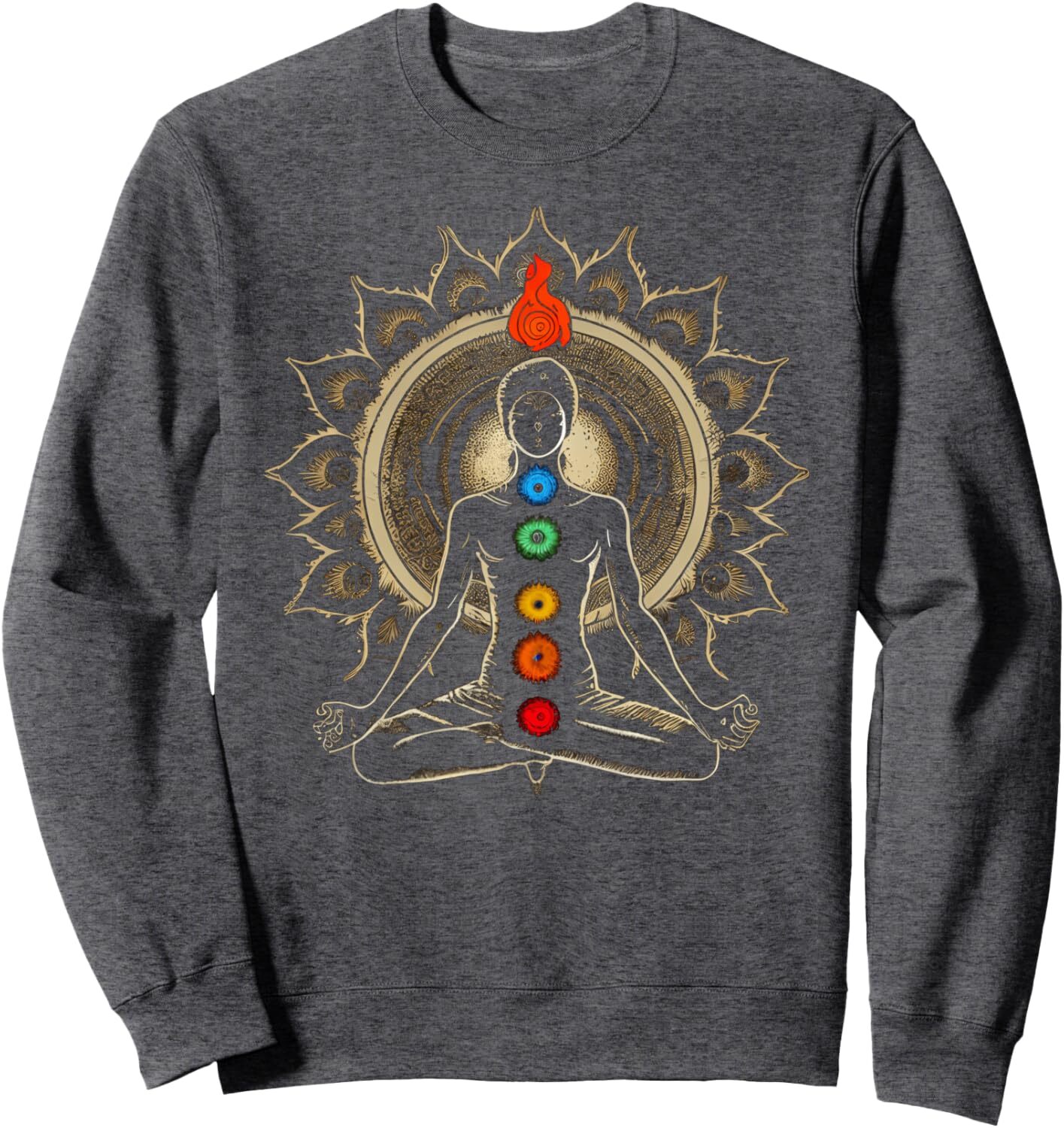 Long Sleeve Shirts for Men sweatshirt 7 Chakras Retro Style Yoga, Meditation Graphic Sweatshirt T shirt Tee Streetwear Casual tops clothes