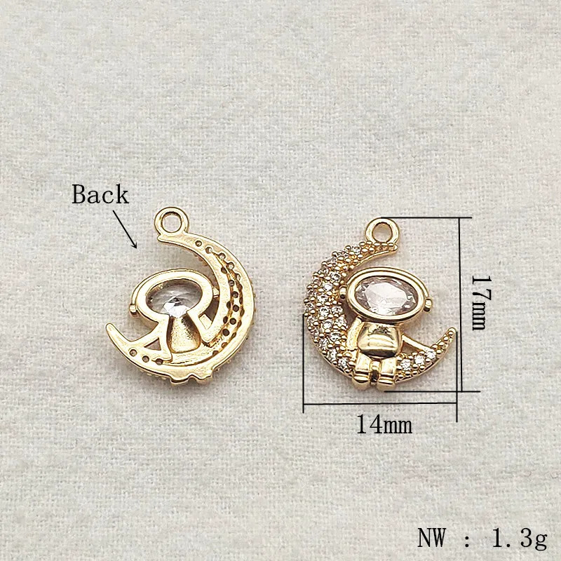 incoming 17x14mm 50 pieces of cubic zirconia moon charm used for handmade earrings necklace accessories DIY accessories jewelry discovery 241108