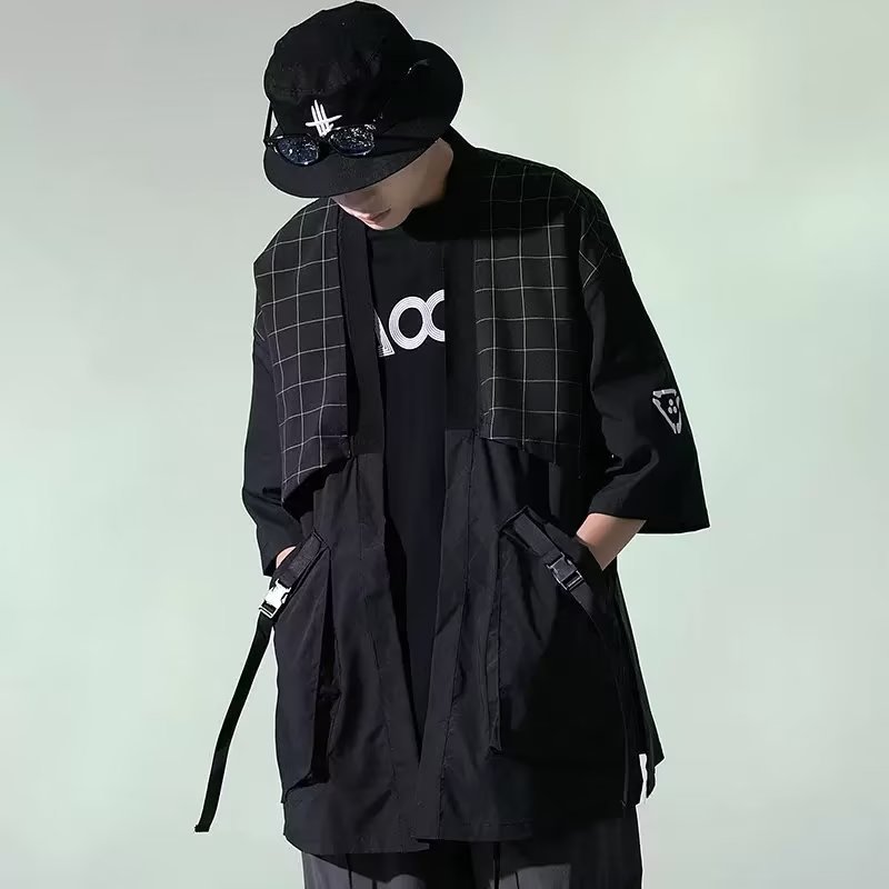 Spring Summwe Loose Men Coat Jacket Plus Size 3XL Japanese Kimono Cardigan Traditional Samurai Costume Hip Hop Street Clothing