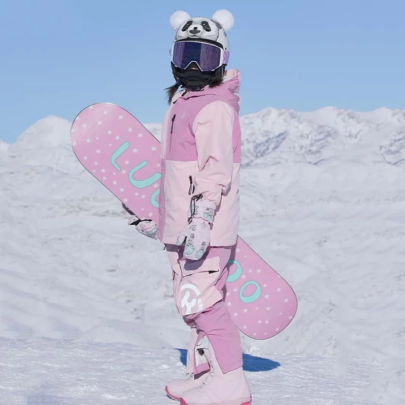 2025 New Winter Patchwork Girl Outdoor Skiing Windproof Waterproof Breathable Children Ski Set Sports Hooded Zipper Suits