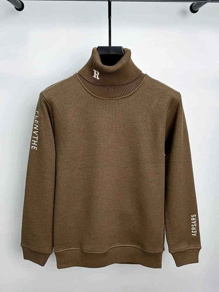 High Quality High end luxury mens embroidered sweater autumn and winter design new business and leisure high neck knitting trend turtle neck T241111