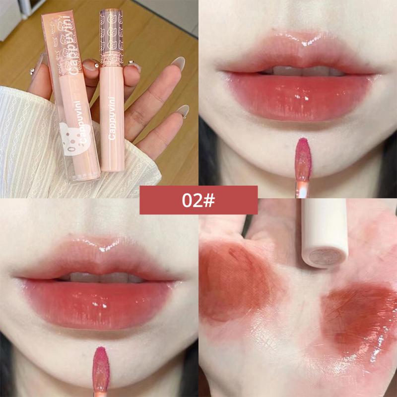 Bubble Lip Glaze Mirror Water Light Glass Lip Glaze Lipstick Milk Tea Color Lip Gloss Non-stick Cup Non-pull Dry Lip Cosmetics