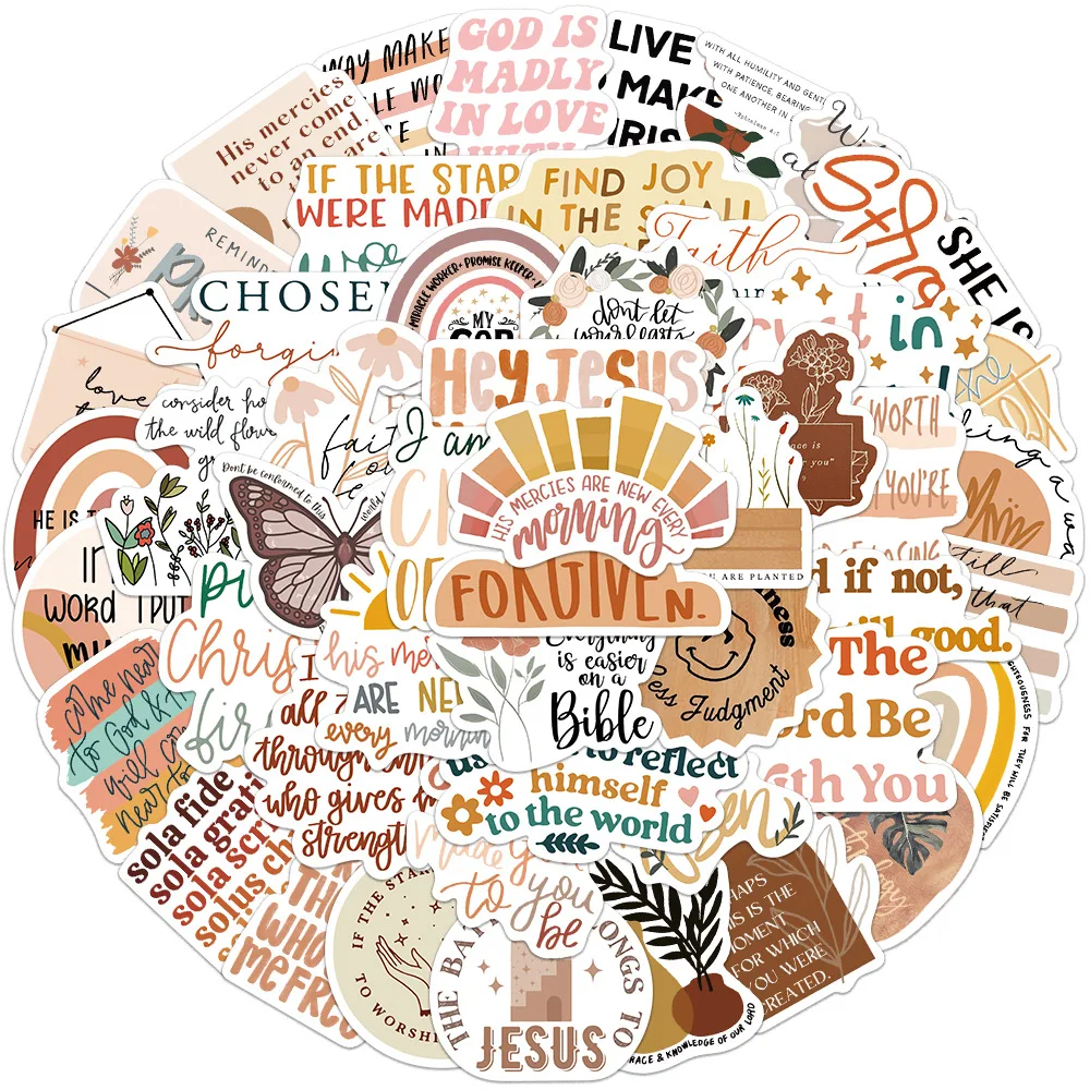 10/50Pcs Bohemia Style Jesus Christian Bible Verse Faith Cross Wisdom Words Decals Stickers For Lage Laptop 0723
