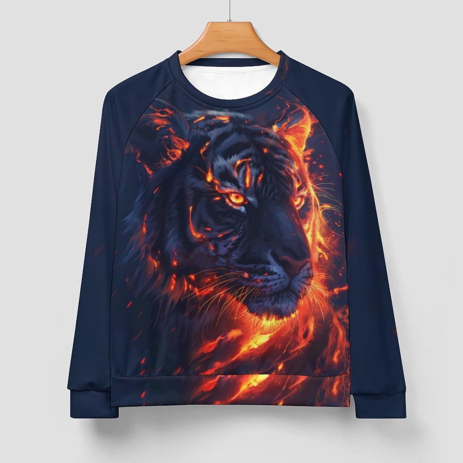 Long Sleeve Shirts for Men sweatshirt Novelty Tiger Pullover Funny Animal Graphic Sweatshirts T shirt Streetwear Casual tops clothes