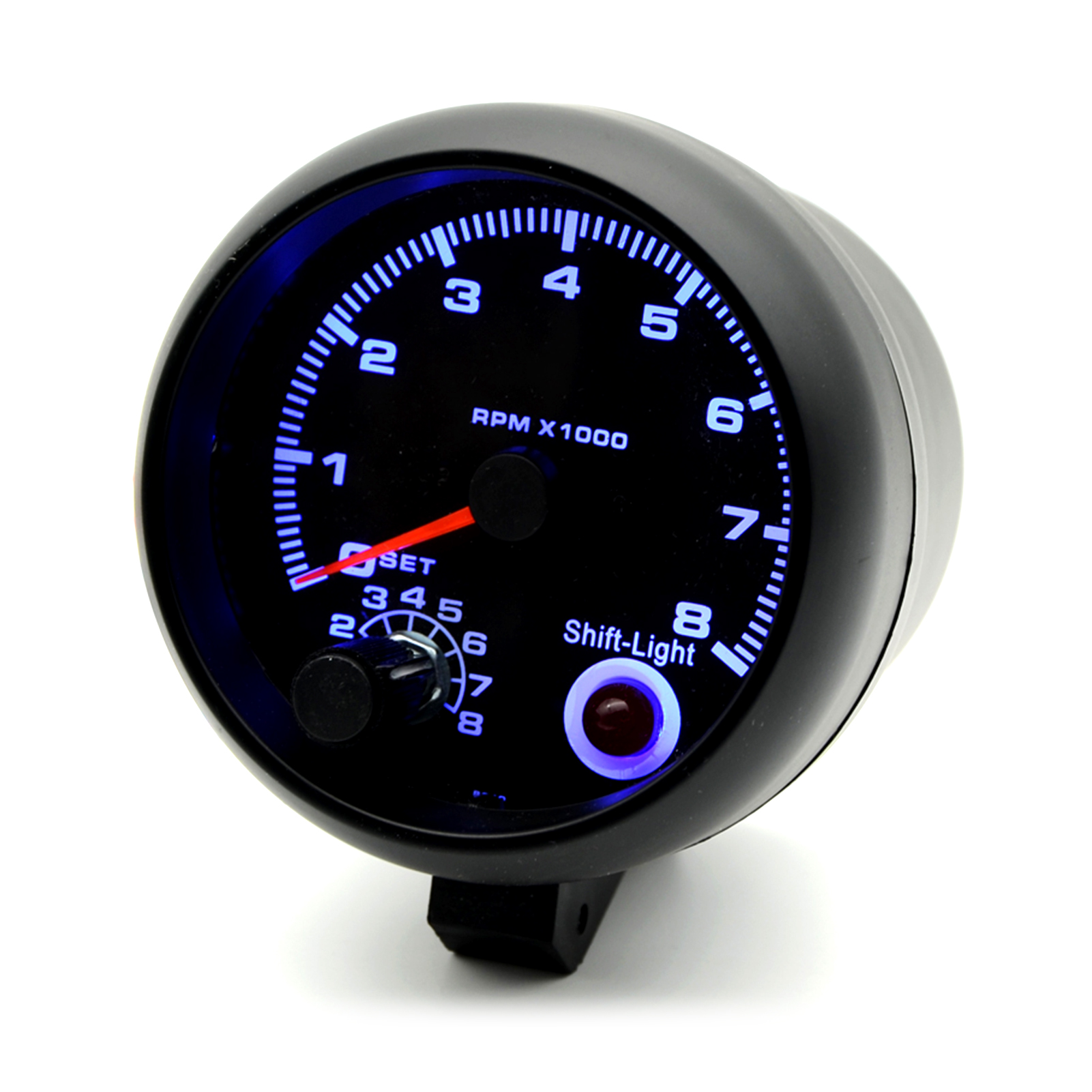 3.75inch Car Universal Black Tachometer Gauge Blue Inter light 0-8000 RPM For 1 2 3 4 5 6 7 8 Cylinder Gasoline Vehicles