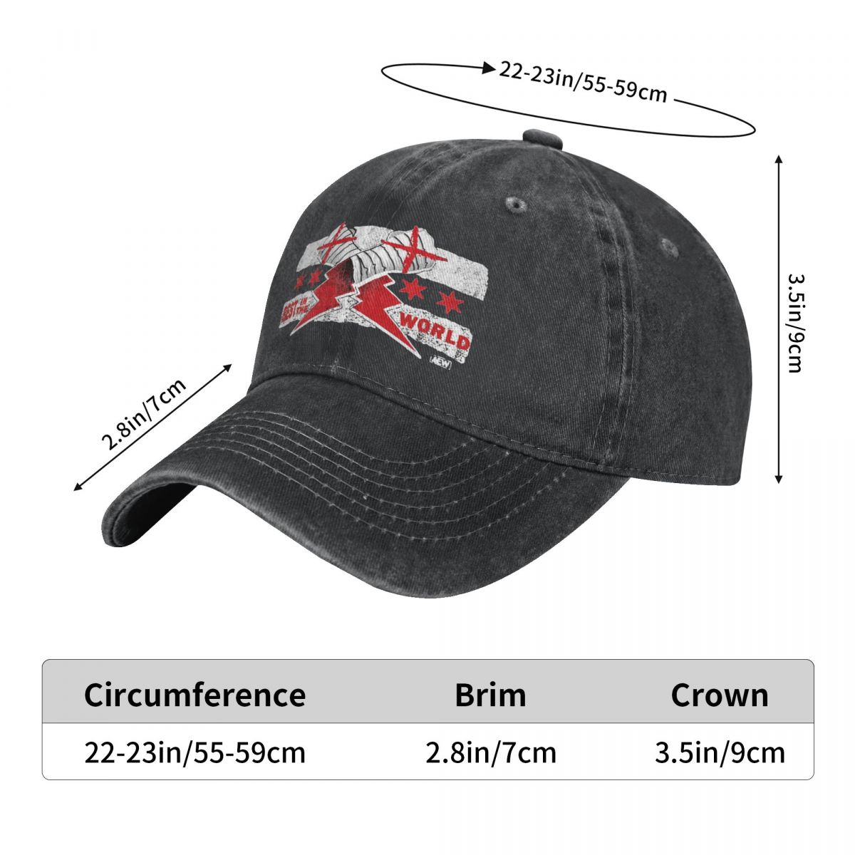 Classic Cm Punk Aew Best In The World Baseball Caps Unisex Style Distressed Washed Snapback Cap Outdoor Summer Hats Cap