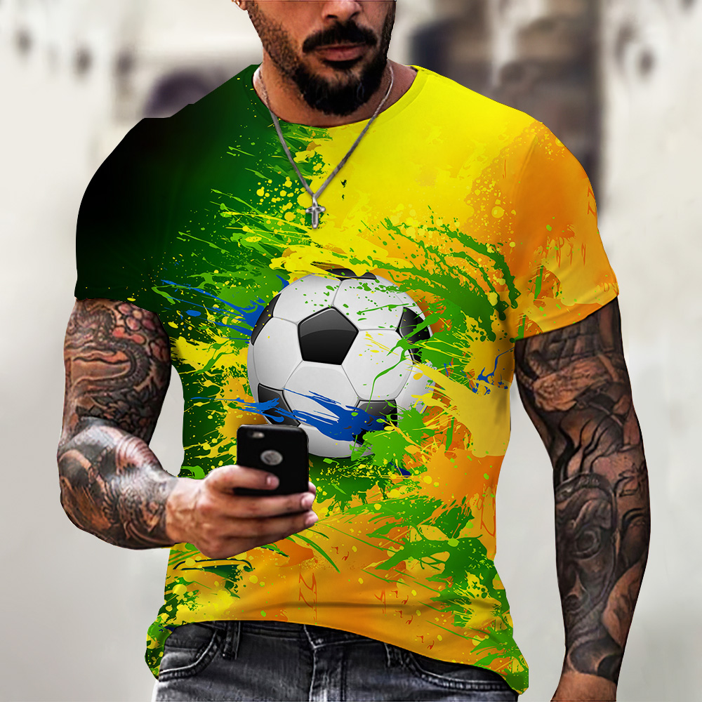 Men's Summer Casual Clothing Football Jerseys Streetwear 3D Printed T Shirt Oversized CrewCollared Harajuku Short Sleeve Tee Top