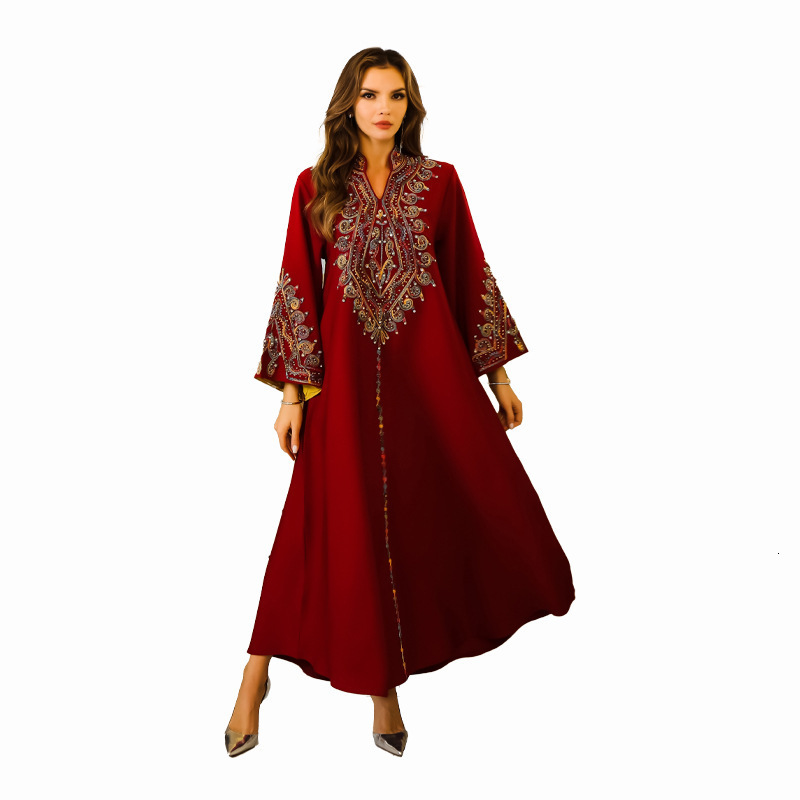 Muslim Robe Womens Dubai Abaya Rope Embroidery Womens Big Robe 241111
