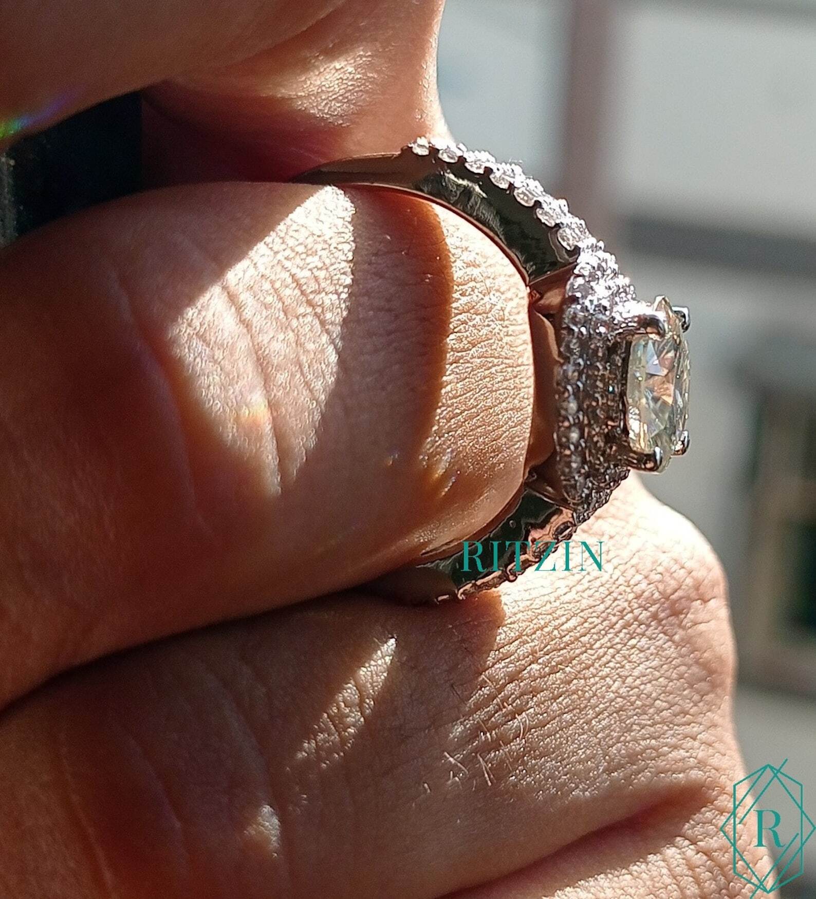 2.00 CT Round Cut Double Halo Moissanite Engagement Ring, Three Shank Ring gorgeous