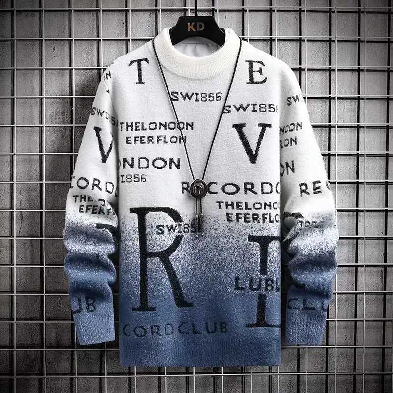 High Quality 20 autumn/winter mens sweater Korean fashion mens clothing British elements sweater mens casual plow O-neck sweater mens clothing T241111