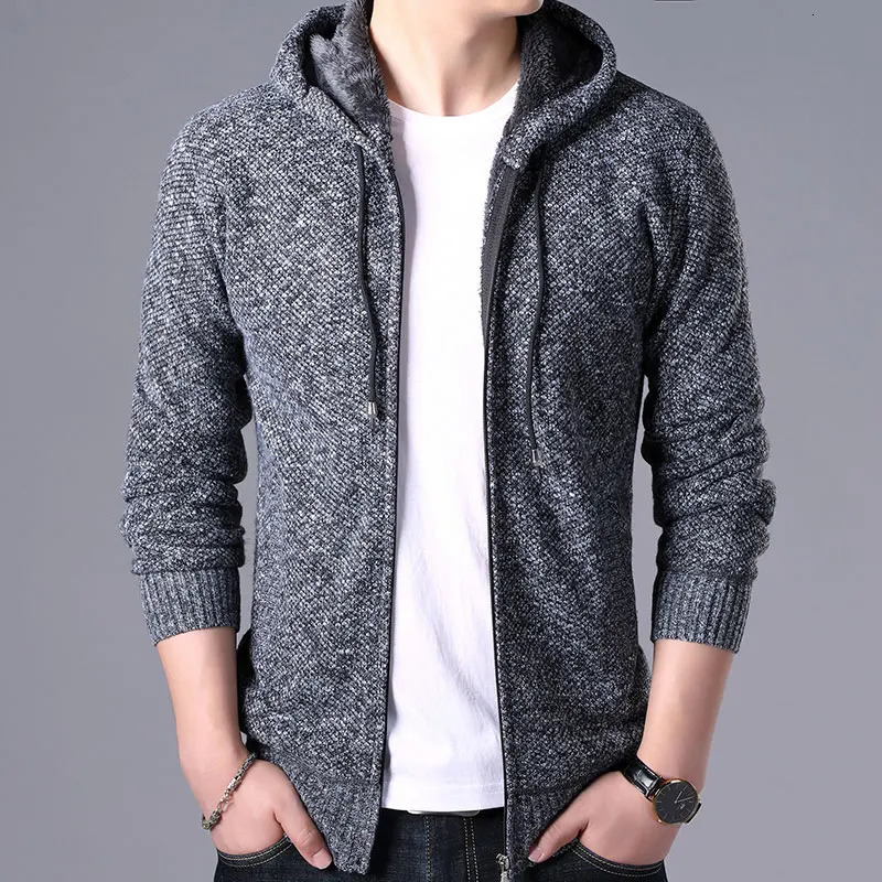 2024 Autumn Winter Jacket Men Warm Cashmere Casual Wool Zipper Slim Fit Fleece Coat Dress Knitwear Male Coats 241108