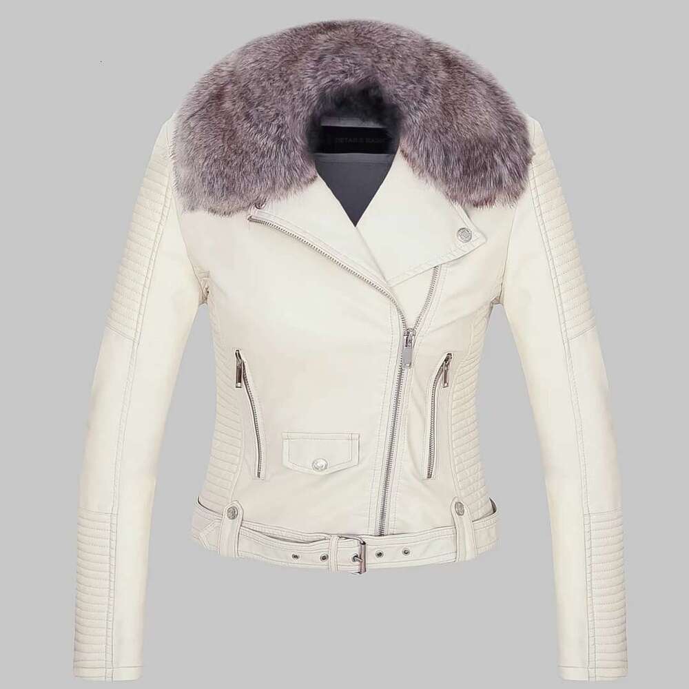 shanshi leather jacket women Women's autumn and winter new detachable fur collar motorcycle PU leather jacket for women
