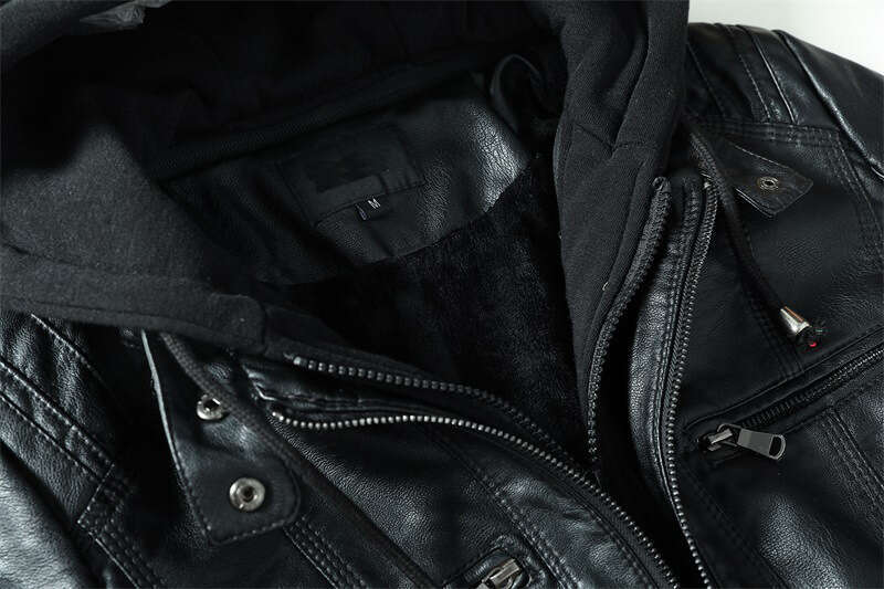 shanshi leather jacket women Long sleeved motorcycle PU women's short detachable hooded slim fit leather jacket