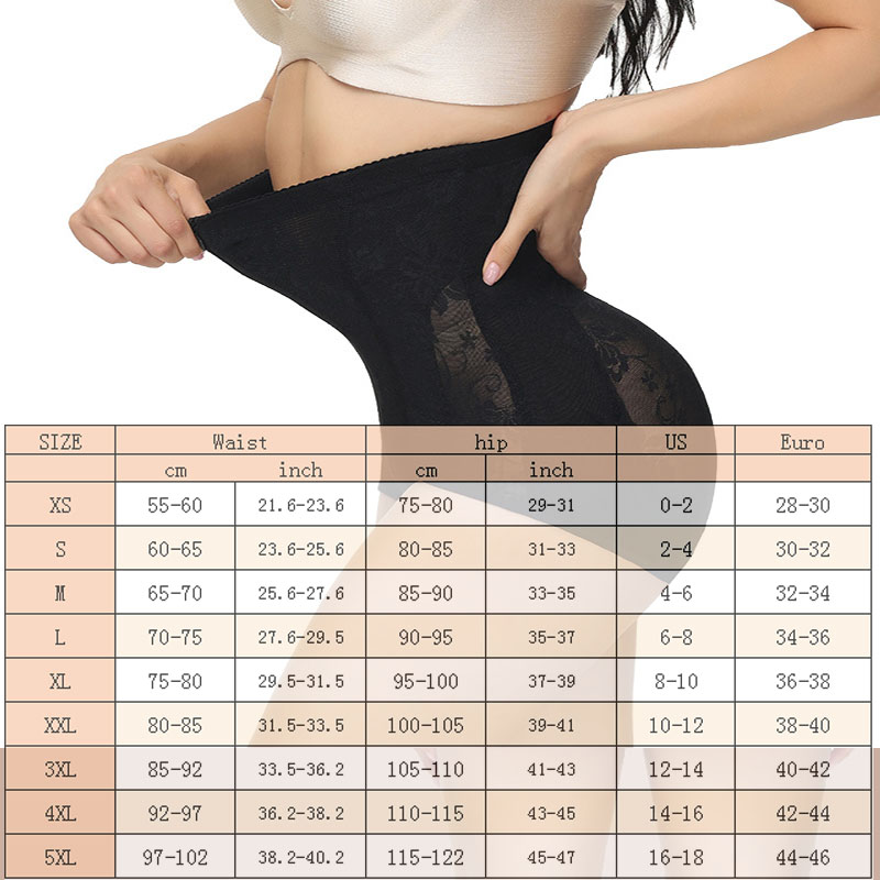 GUUDIA Hook Zipper Tummy Control Panties High Waisted Butt Lifting Mesh Sexy Butt Lift 5XL Underwear Waist Cincher Lace Jacquard