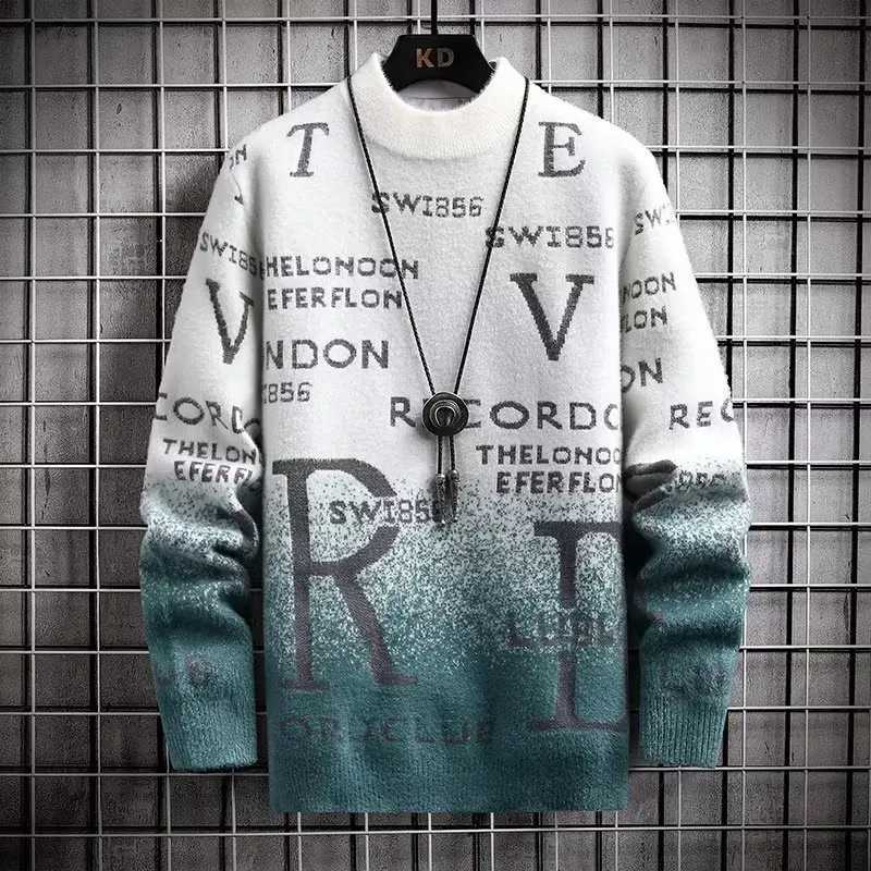 High Quality 20 autumn/winter mens sweater Korean fashion mens clothing British elements sweater mens casual plow O-neck sweater mens clothing T241111