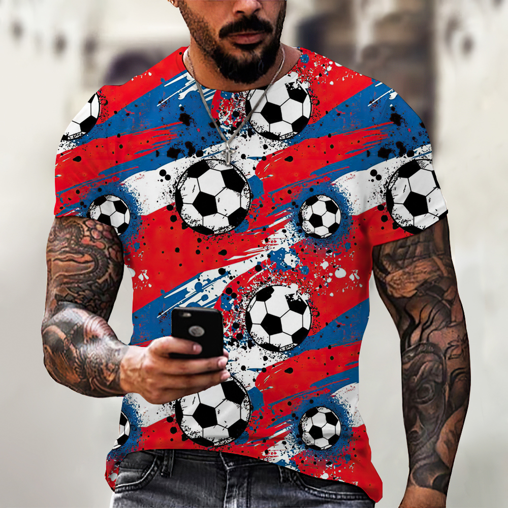 Men's Summer Casual Clothing Football Jerseys Streetwear 3D Printed T Shirt Oversized CrewCollared Harajuku Short Sleeve Tee Top