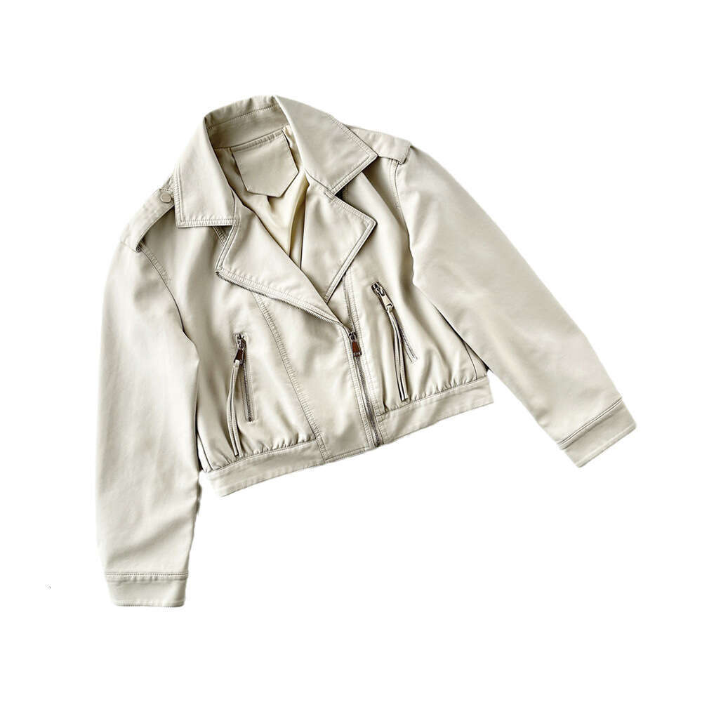 shanshi leather jacket women European style flip collar PU versatile for women's autumn motorcycle short leather jacket fashion